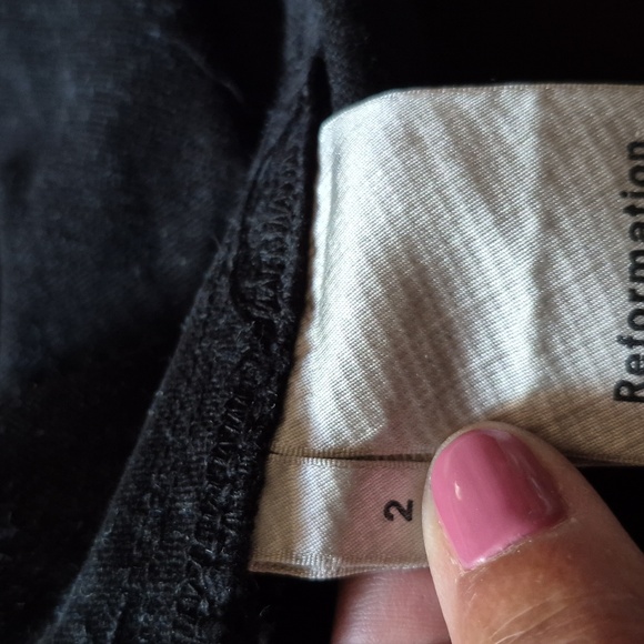 Reformation Black White Amory Contrast Stictching Wide Leg Jumpsuit Sz.2 - Picture 10 of 12